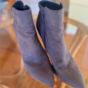 Grey Suede Wedge Booties